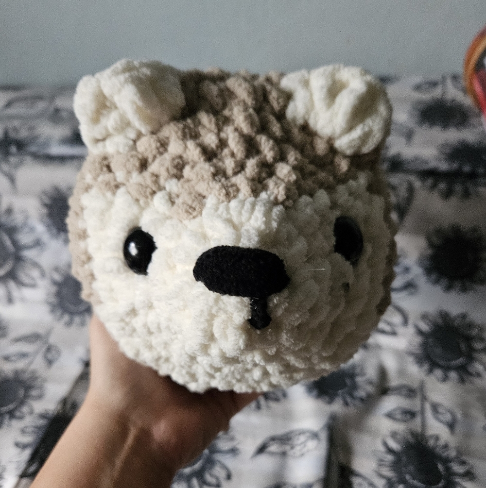 Beige Crochet Husky Loaf Dog Amigurimi Plushie